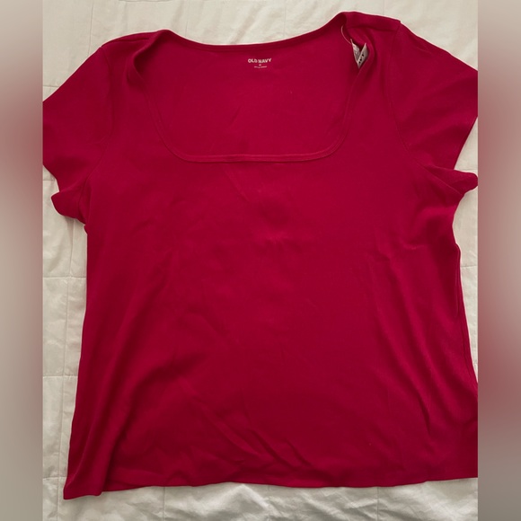 NWT Old Navy Square Neck Rib Knit Short Sleeve Top in Raspberry Pink Size 3X - Picture 5 of 5
